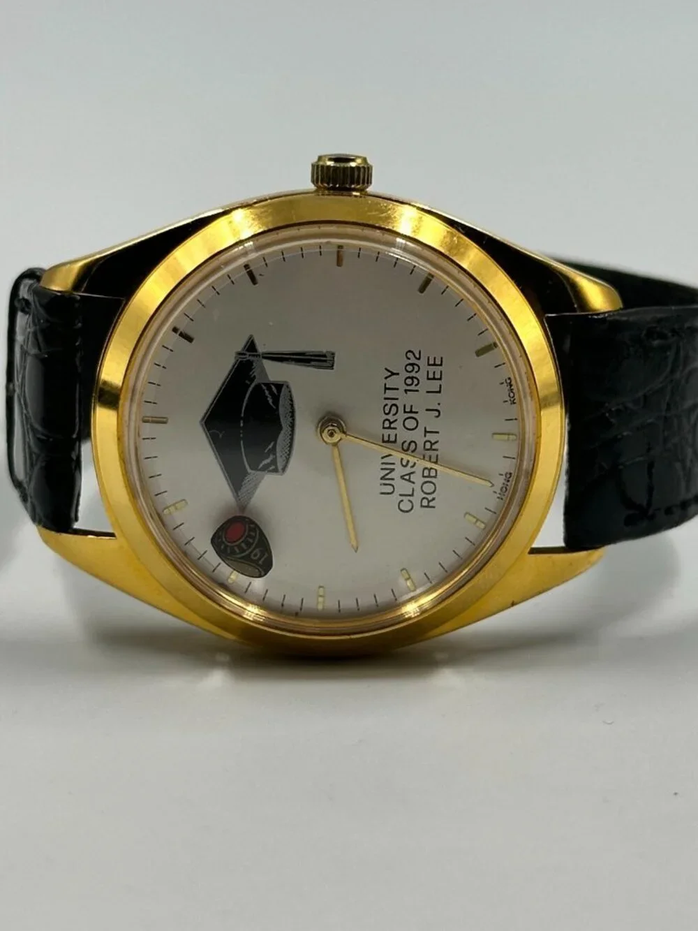Vintage Manual Wind Watch University Class 1992 Robert J Lee Rotating Ring Works